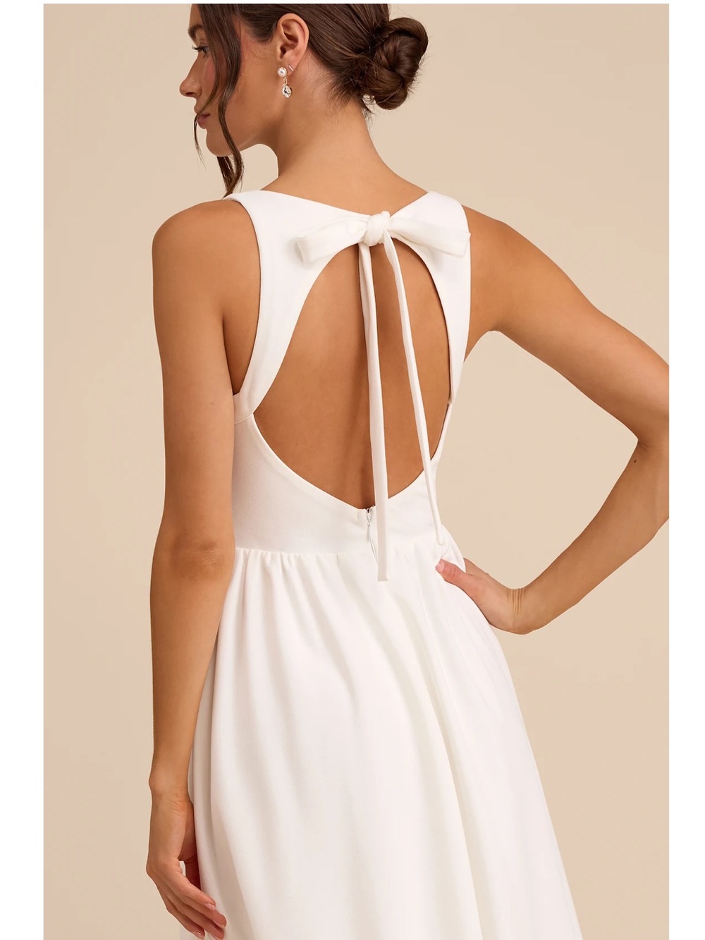 NWOT Lulu’s Kenly White Boat Neck Cutout Midi Dress Medium Chic Coastal Vacation - Picture 8 of 11